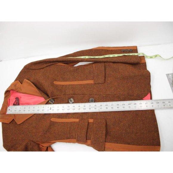 ETRO pant suit women's 44 32x33 two piece tweed silk trim brown wool blend - Picture 14 of 16